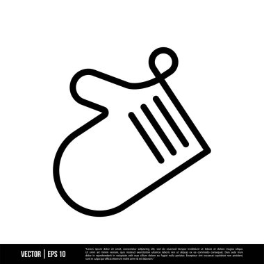 Beyaz arkaplanda aşçı eldiveni simgesi izole edildi, vektör illüstrasyonu