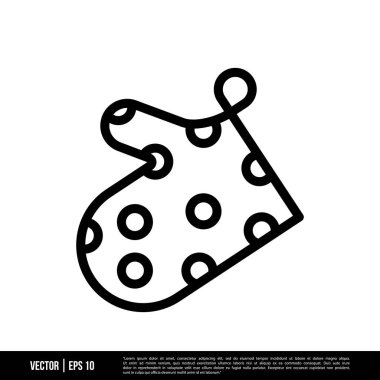 Beyaz arkaplanda aşçı eldiveni simgesi izole edildi, vektör illüstrasyonu