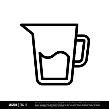 Beyaz arkaplanda izole edilmiş sürahi simgesi, basit vektör illüstrasyonu
