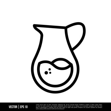 Beyaz arkaplanda izole edilmiş sürahi simgesi, basit vektör illüstrasyonu