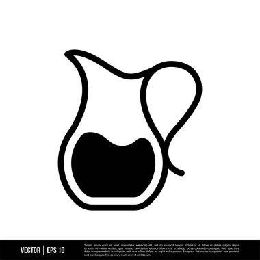 Beyaz arkaplanda izole edilmiş sürahi simgesi, basit vektör illüstrasyonu