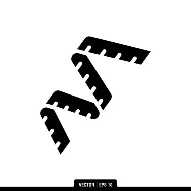 Beyaz arkaplanda izole edilmiş mezura simgesi, basit vektör illüstrasyonu