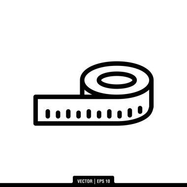 Beyaz arkaplanda izole edilmiş mezura simgesi, basit vektör illüstrasyonu