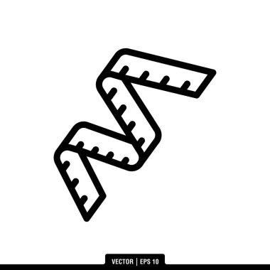 Beyaz arkaplanda izole edilmiş mezura simgesi, basit vektör illüstrasyonu