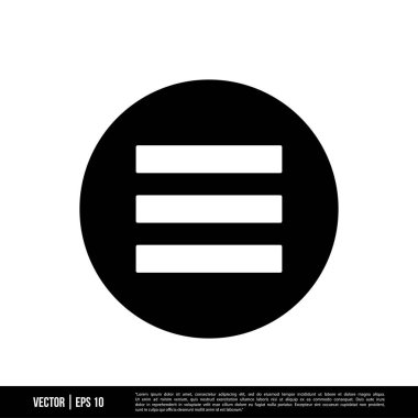 Beyaz arkaplanda izole edilmiş Menü Düğmesi simgesi, basit vektör illüstrasyonu