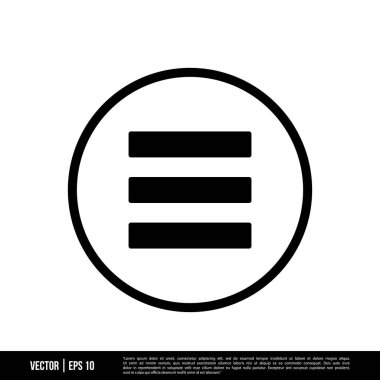 Beyaz arkaplanda izole edilmiş Menü Düğmesi simgesi, basit vektör illüstrasyonu