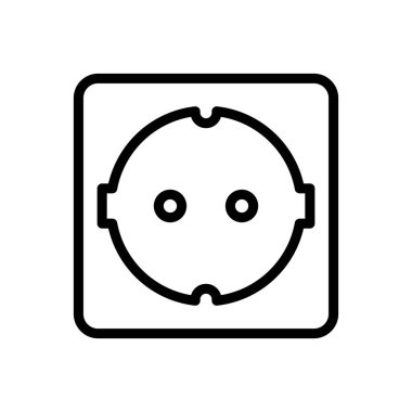 Çıkış Elektrik Soket simgesi beyaz arkaplanda izole edildi, basit vektör illüstrasyonu