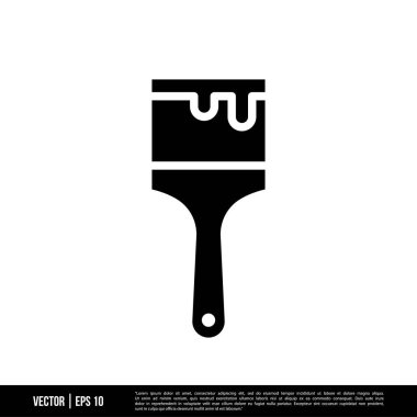 Beyaz arkaplanda izole edilmiş boya fırçası simgesi, basit vektör illüstrasyonu