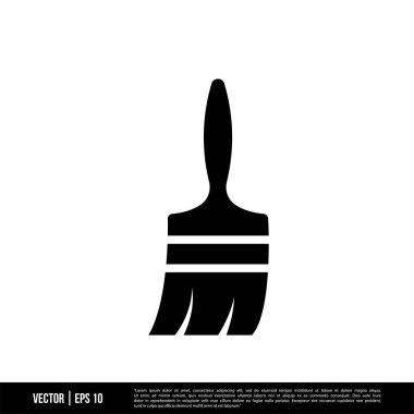 Beyaz arkaplanda izole edilmiş boya fırçası simgesi, basit vektör illüstrasyonu