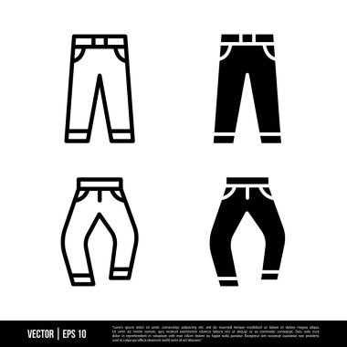 Beyaz arkaplandaki pantolonlar, basit vektör illüstrasyonu