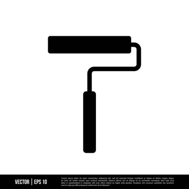 Beyaz arkaplanda izole edilmiş paten fırçası simgesi, basit vektör illüstrasyonu