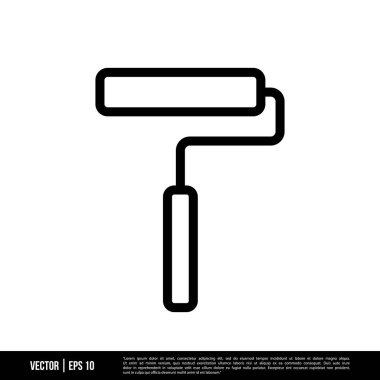 Beyaz arkaplanda izole edilmiş paten fırçası simgesi, basit vektör illüstrasyonu