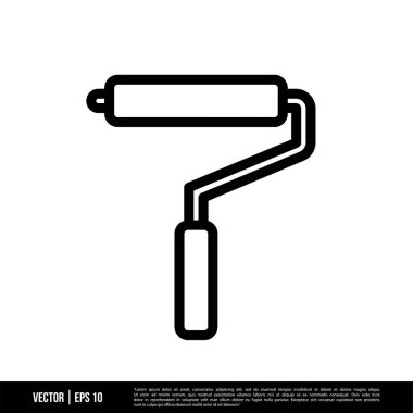 Beyaz arkaplanda izole edilmiş paten fırçası simgesi, basit vektör illüstrasyonu