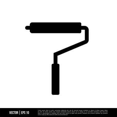 Beyaz arkaplanda izole edilmiş paten fırçası simgesi, basit vektör illüstrasyonu