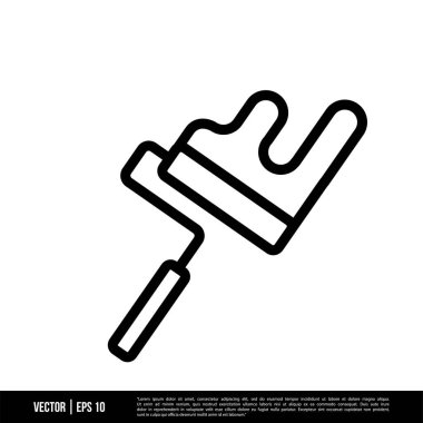 Beyaz arkaplanda izole edilmiş paten fırçası simgesi, basit vektör illüstrasyonu