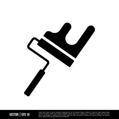 Beyaz arkaplanda izole edilmiş paten fırçası simgesi, basit vektör illüstrasyonu