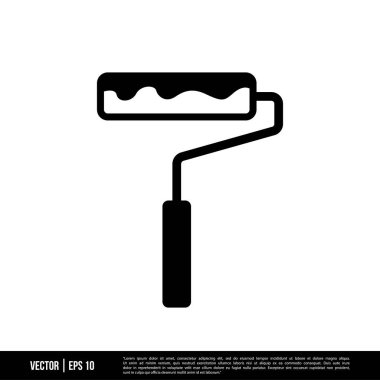 Beyaz arkaplanda izole edilmiş paten fırçası simgesi, basit vektör illüstrasyonu