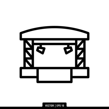 Beyaz arkaplanda sahne simgesi izole edildi, vektör illüstrasyonu