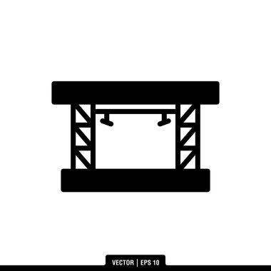 Beyaz arkaplanda sahne simgesi izole edildi, vektör illüstrasyonu