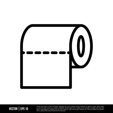 Beyaz arkaplanda tuvalet kağıdı simgesi izole edildi, vektör illüstrasyonu