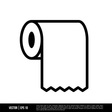 Beyaz arkaplanda tuvalet kağıdı simgesi izole edildi, vektör illüstrasyonu