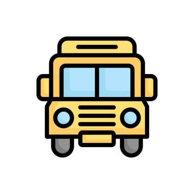 Renk arkaplanında izole edilmiş bus renkli simgesi, basit vektör illüstrasyonu