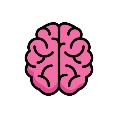 Renk arkaplanında izole edilmiş beyin renkli simgesi, basit vektör illüstrasyonu