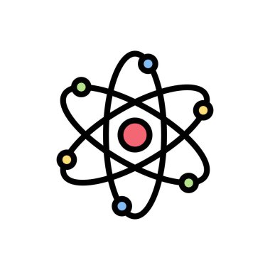 Atom - Helyum renkli simge renk arkaplanı üzerinde izole edilmiş, basit vektör illüstrasyonu