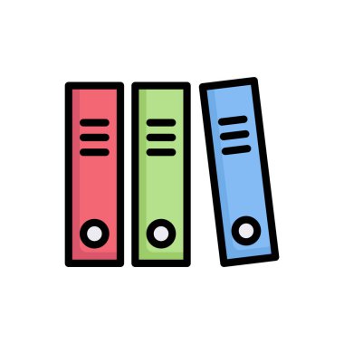 Renk arkaplanında izole edilmiş renkli klasör simgesi, basit vektör illüstrasyonu