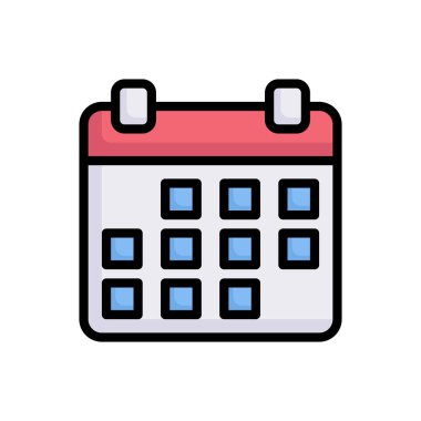 Renk arkaplanında izole edilmiş takvim renkli simgesi, basit vektör illüstrasyonu