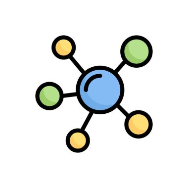 Renk arkaplanında izole edilmiş moleküler renkli simge, basit vektör illüstrasyonu