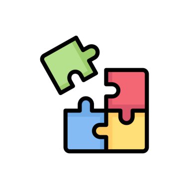 Renk arkaplanında izole edilmiş bulmaca renkli simge, basit vektör illüstrasyonu