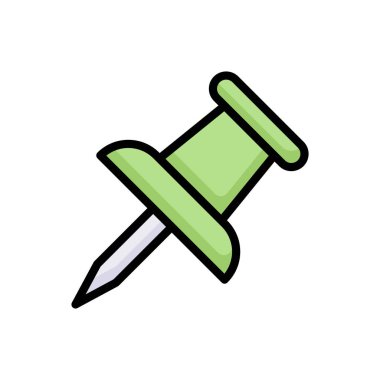 Renk arkaplanı üzerinde izole edilmiş yeşil iğne renkli simge, basit vektör illüstrasyonu