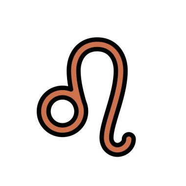 Beyaz arkaplanda Leo burcu işareti, basit vektör illüstrasyonu