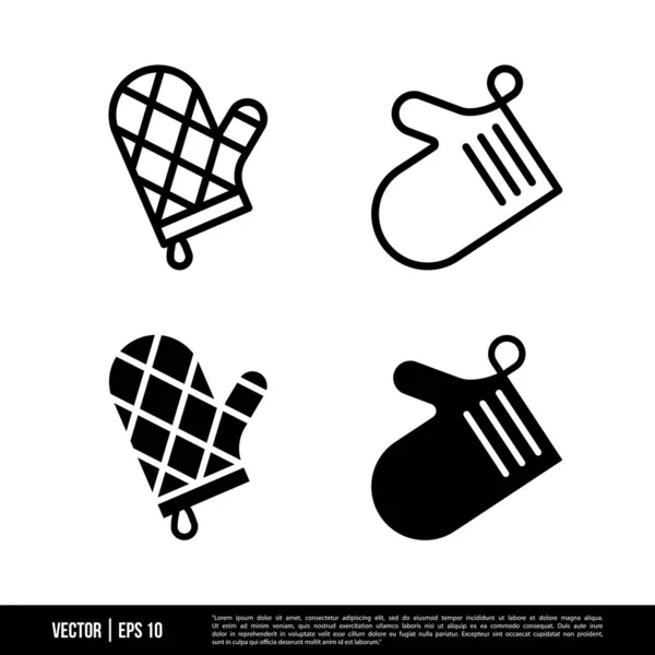Set Cook Gloves Icons Isolated White Background Vector Illustration — Stock Vector