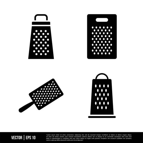 Set Graters Icons Isolated White Background Simple Vector Illustration — Stock Vector