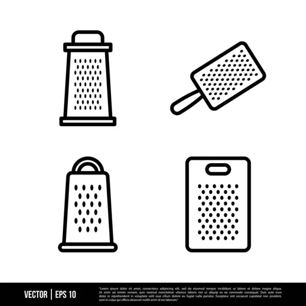 Set Graters Icons Isolated White Background Simple Vector Illustration — Stock Vector