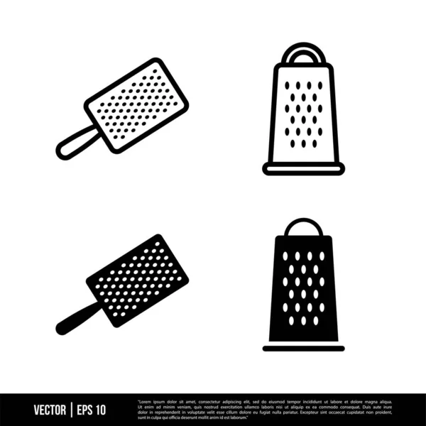 Set Graters Icons Isolated White Background Simple Vector Illustration — Stock Vector