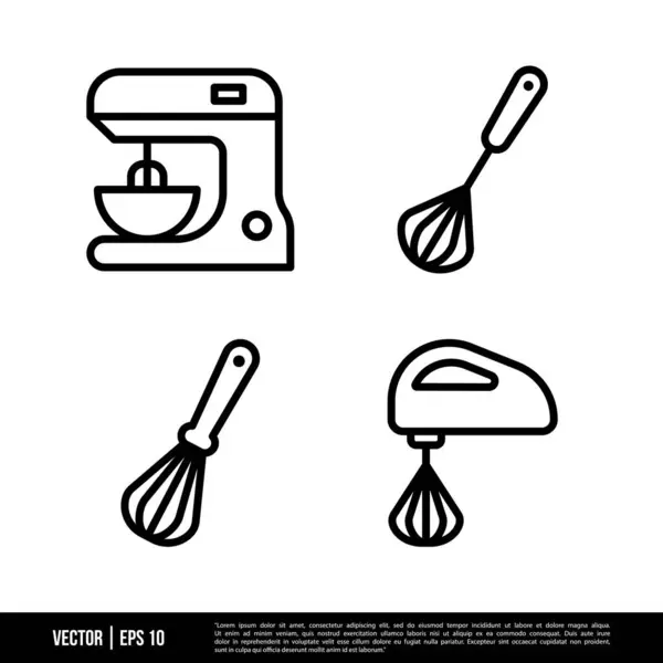 Set Hand Mixer Icons Isolated White Background Simple Vector Illustration — Stock Vector