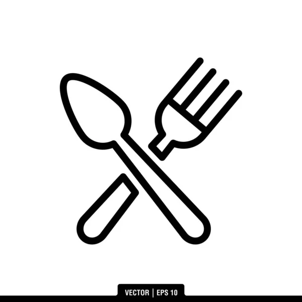 Mejor Vector Icono Cuchara Tenedor Cuchillo Plantilla Logotipo Ilustración Estilo — Archivo Imágenes Vectoriales