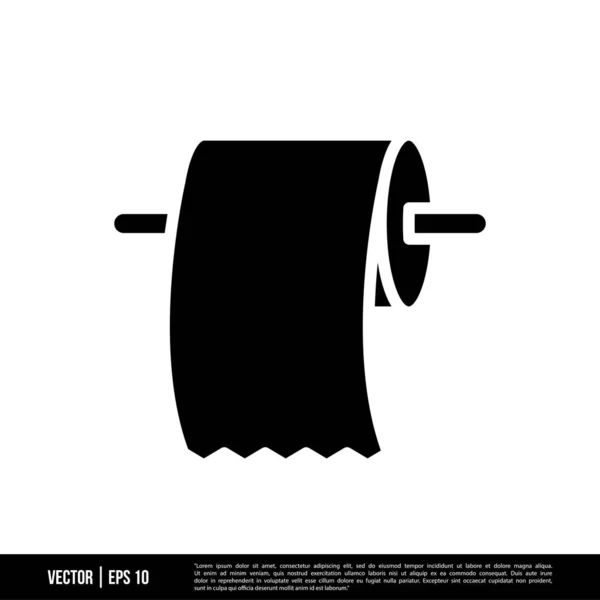 Toalettpapper Ikon Isolerad Vit Bakgrund Vektor Illustration — Stock vektor