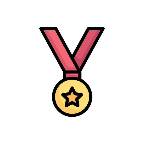 Золота Медаль Барвиста Ікона Ізольована Кольоровому Фоні Проста Векторна Ілюстрація — стоковий вектор