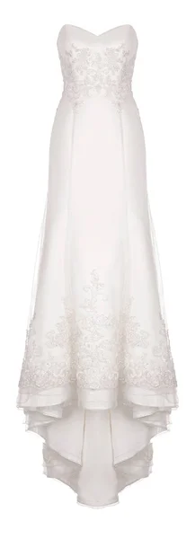 Şifon, dantel ve payetler, hayalet manken, beyaz arka plan üzerinde izole kırpma ile lüks uzun güzel beyaz, Fildişi düğün elbise