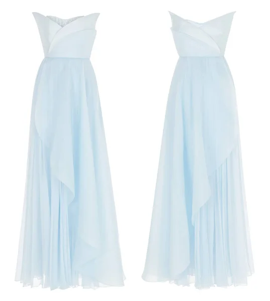 Luxurious Expensive Wedding Long Dress Delicate Blue Color Sequins Stones — Stock Photo, Image