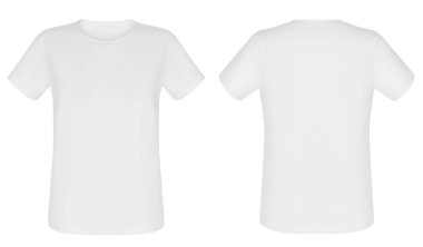 Kısa kollu, yuvarlak boğaz, boş, güzel baskısız T-shirt hayalet manken, önden ve arkadan görünüm, mock-up