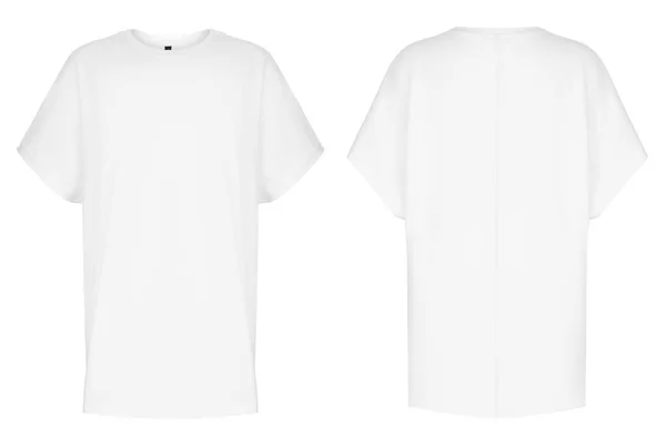 Kısa kollu, yuvarlak boğaz, boş, güzel baskısız Beyaz tişört hayalet manken, önden ve arkadan görünüm, mock-up