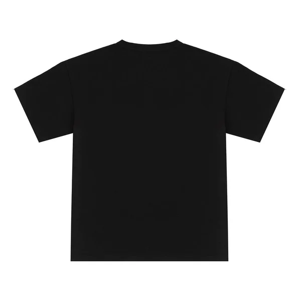 Güzel siyah bir kısa kollu, boş, düz yatıyordu, Açık görüş, mock-up, baskısız T-shirt üzerinde boy.