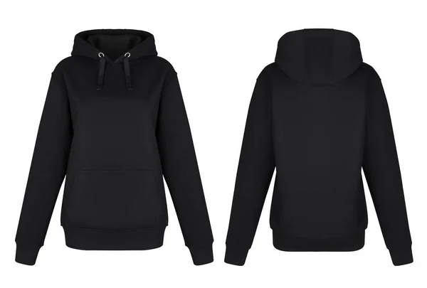 Güzel Baskısız Siyah Uzun Kollu Hoodie Boyun Boş Hayalet Manken — Stok fotoğraf