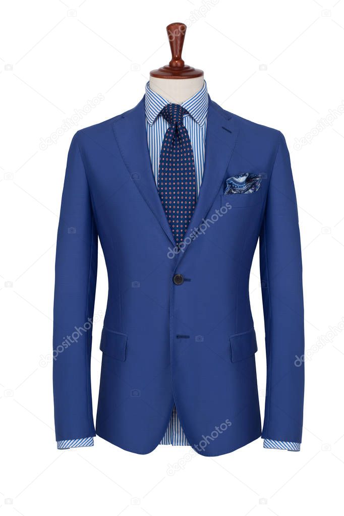 Giacca Classica Uomo Blu Camicia Cravatta Manichino Sartoriale