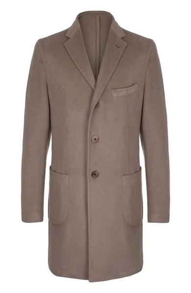 Erkek lüks klasik bej kaşmir yün ceket, kırpma, hayalet manken, beyaz arka plan üzerinde izole